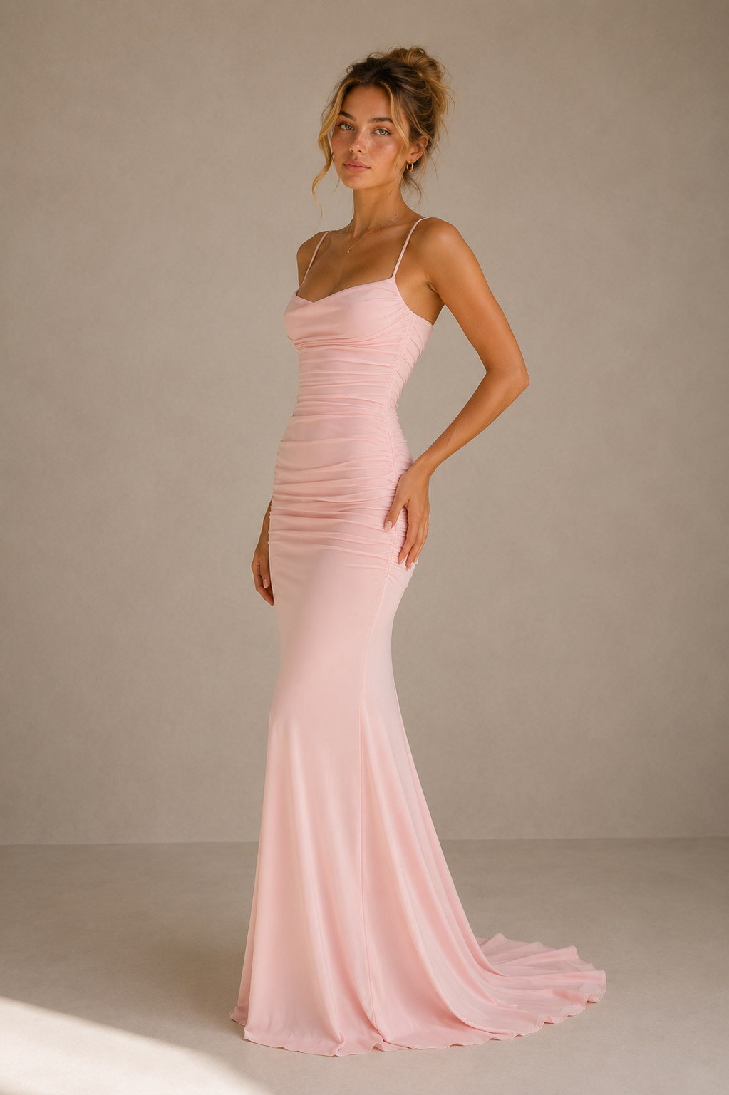 Luxury Blush Open Back Maxi Dress