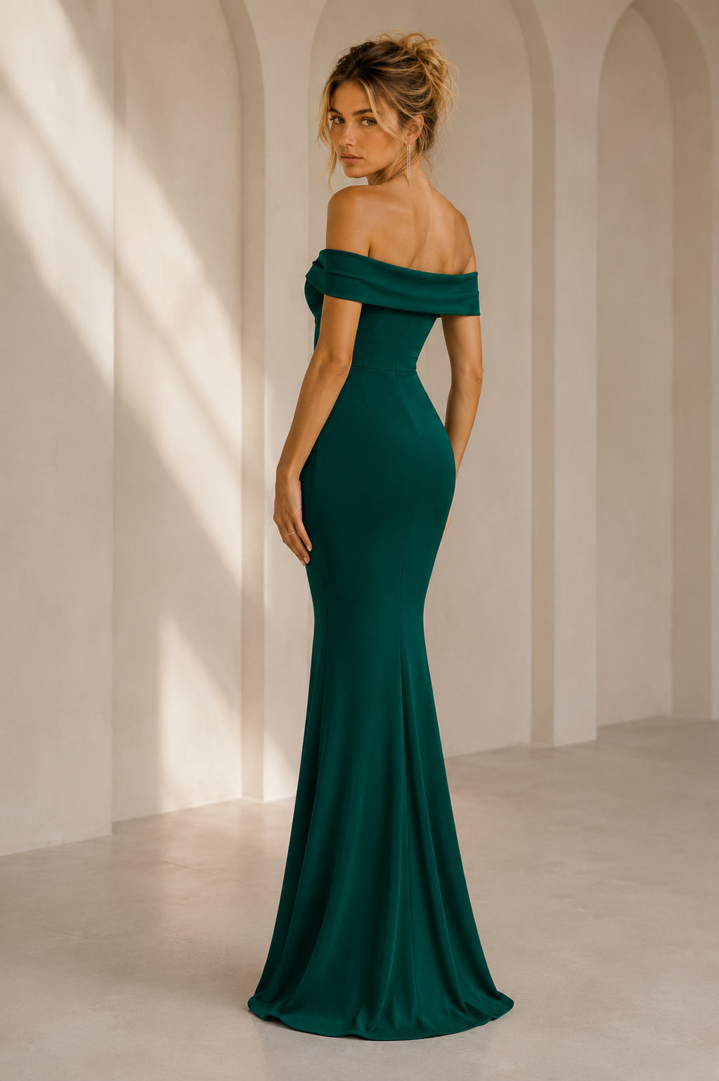 Emerald Off Shoulder Maxi Dress
